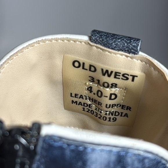 Old West Kids Boots in Brown and Blue - Picture 6 of 8